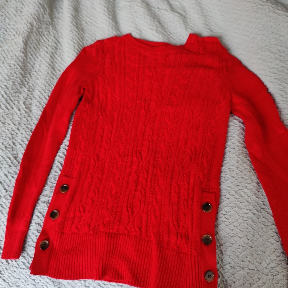 Ann Taylor red cable knit sweater